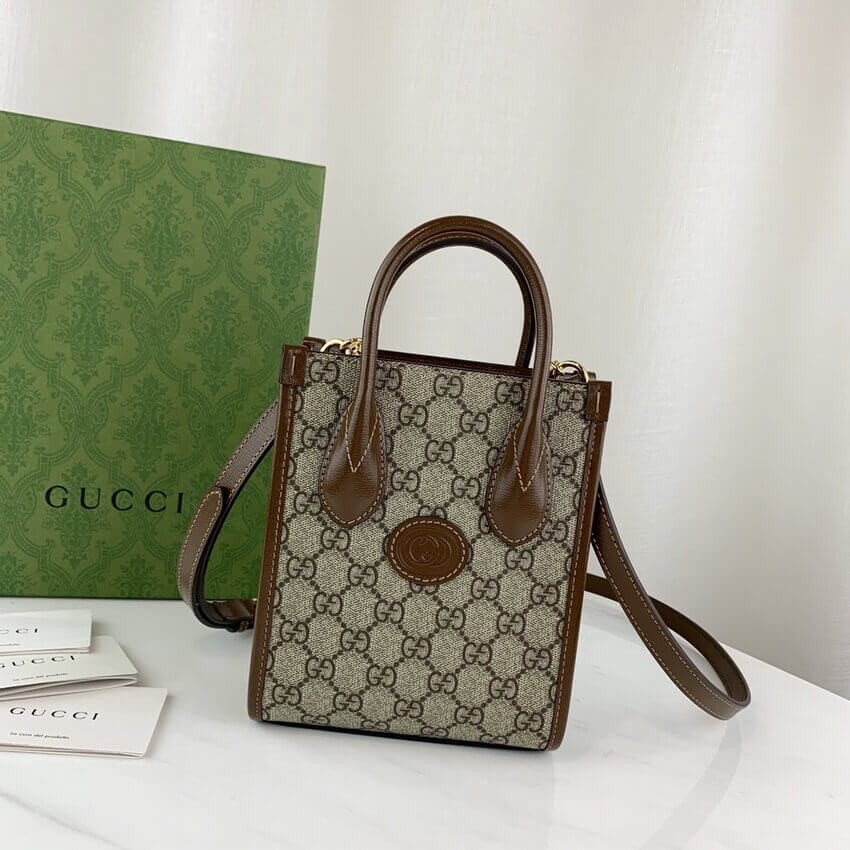 Gucci Mini Tote Bag with Interlocking G in GG Supreme 671623