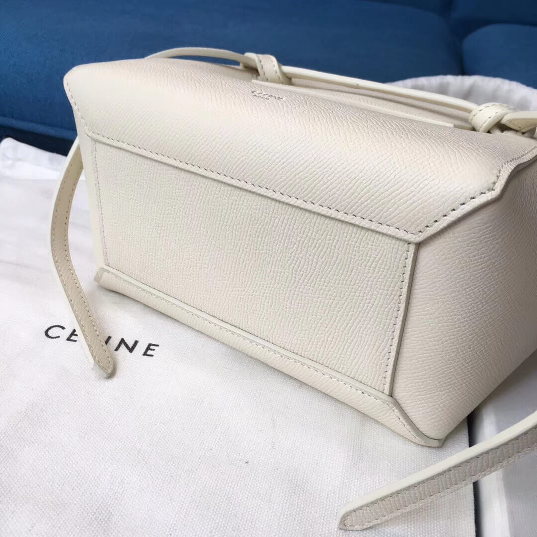 Celine Micro Belt Bag In Grained Calfskin 189153 White