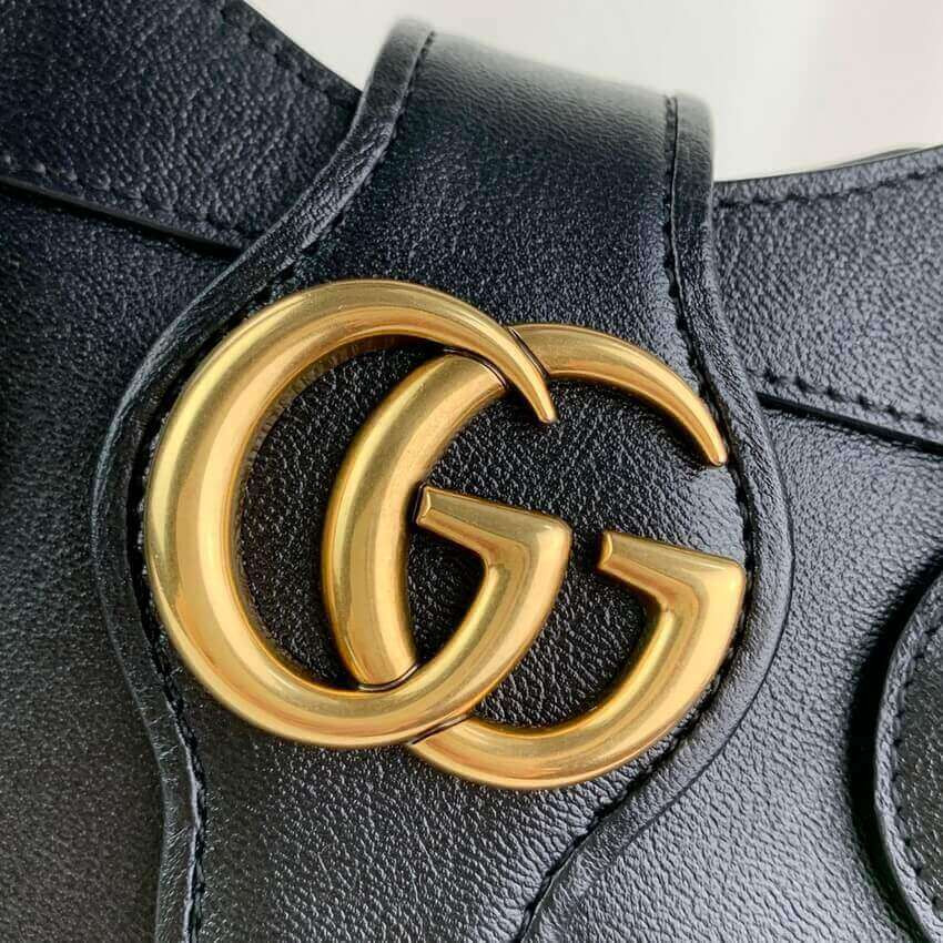 Gucci Small Top Handle Bag with Double G in Black Leather 658450