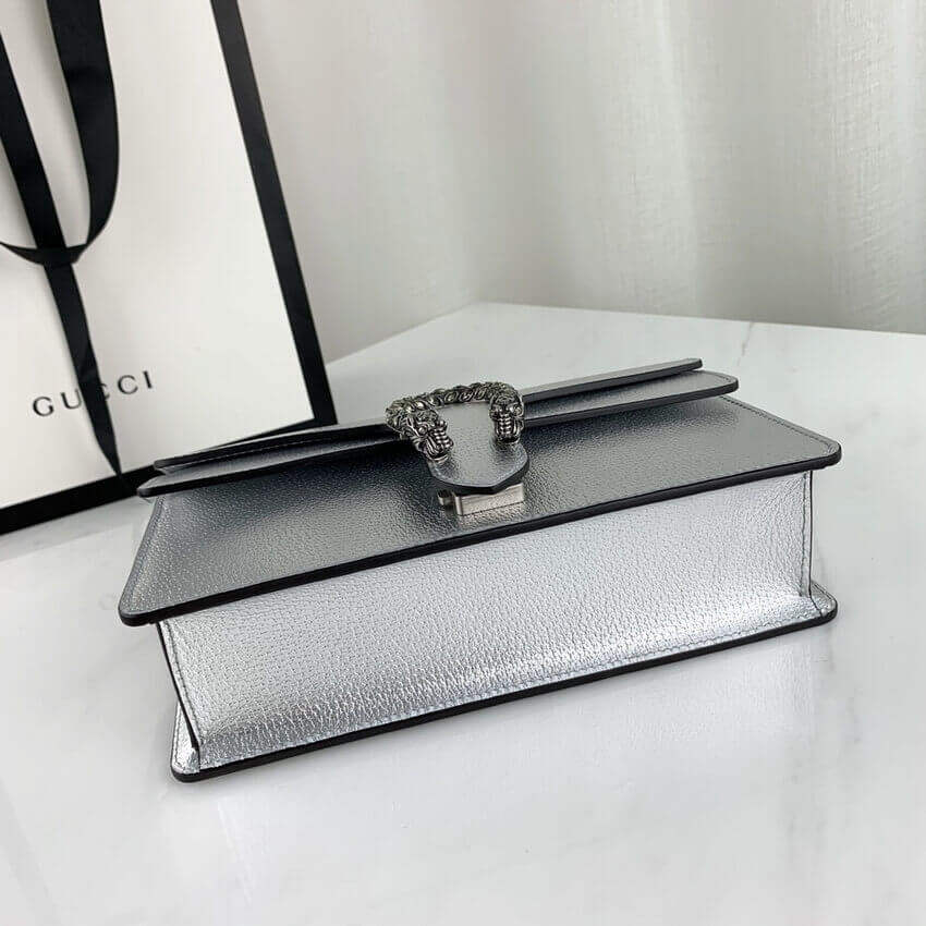 Gucci Dionysus Small Shoulder Bag in Silver Lame Leather 499623