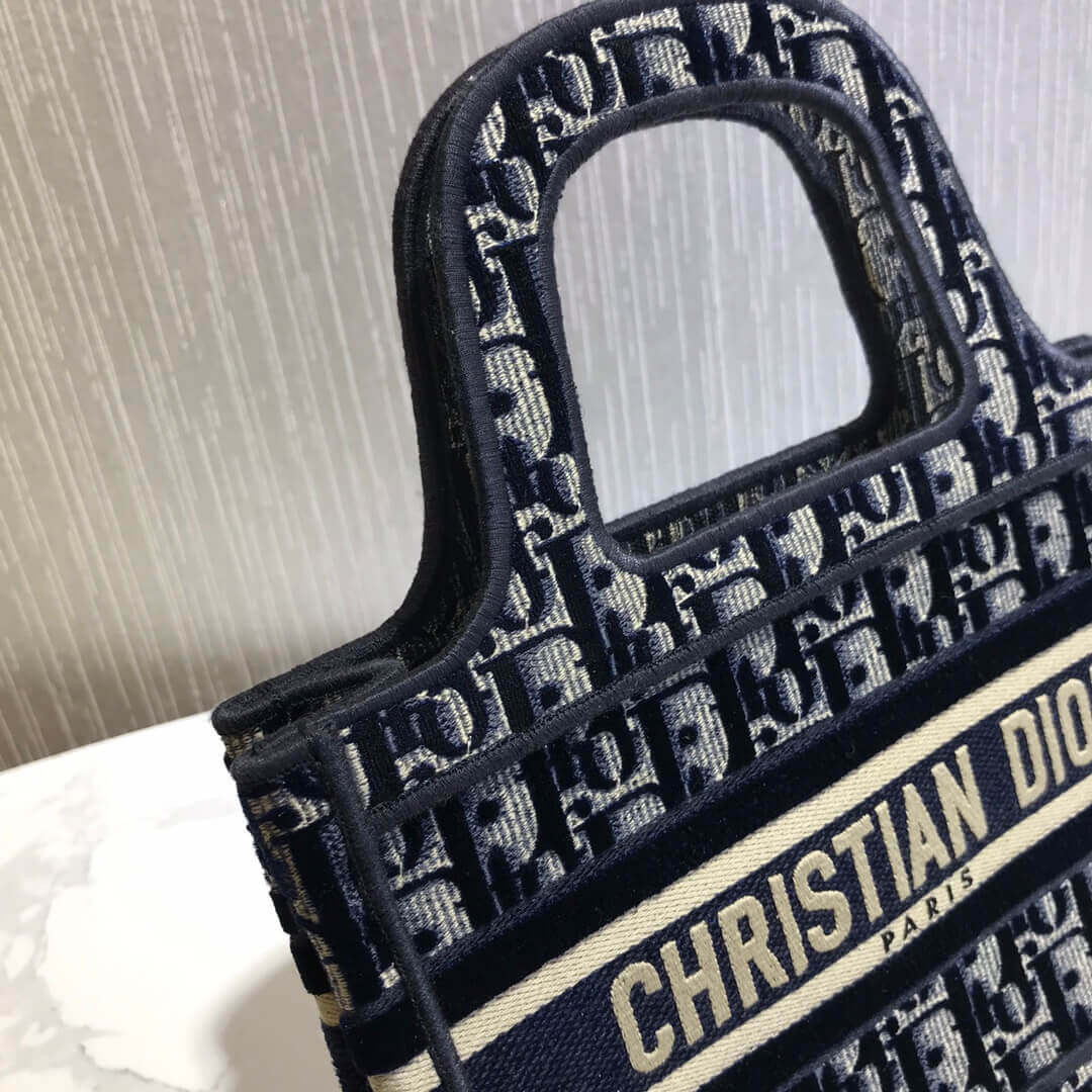 Dior Oblique Embroidered Velvet Mini Book Tote S5475Z