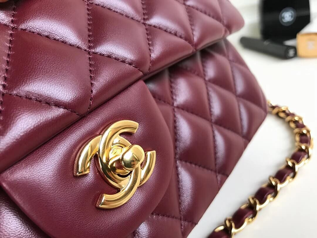 Chanel 1112 Burgundy Medium Size 2.55 Lambskin Leather Flap Bag