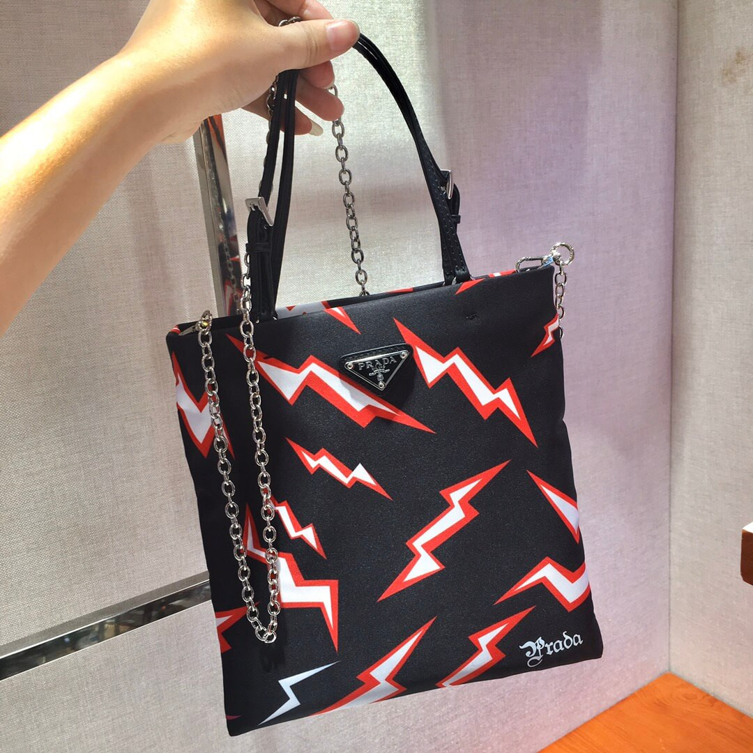 Prada Lightning Print Nylon Handbag 1BA252