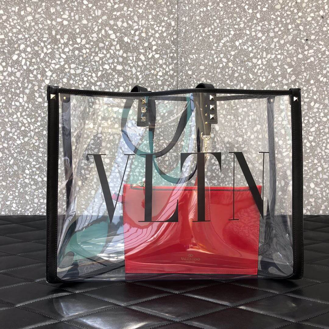 Valentino Garavani Grande Plage Medium PVC & Leather Tote Bag 9008