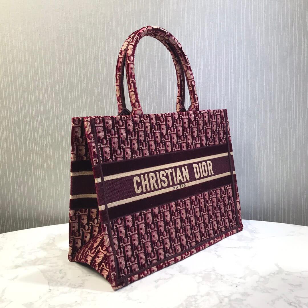 Christian Dior Small Book Tote Embossed Velvet M1296
