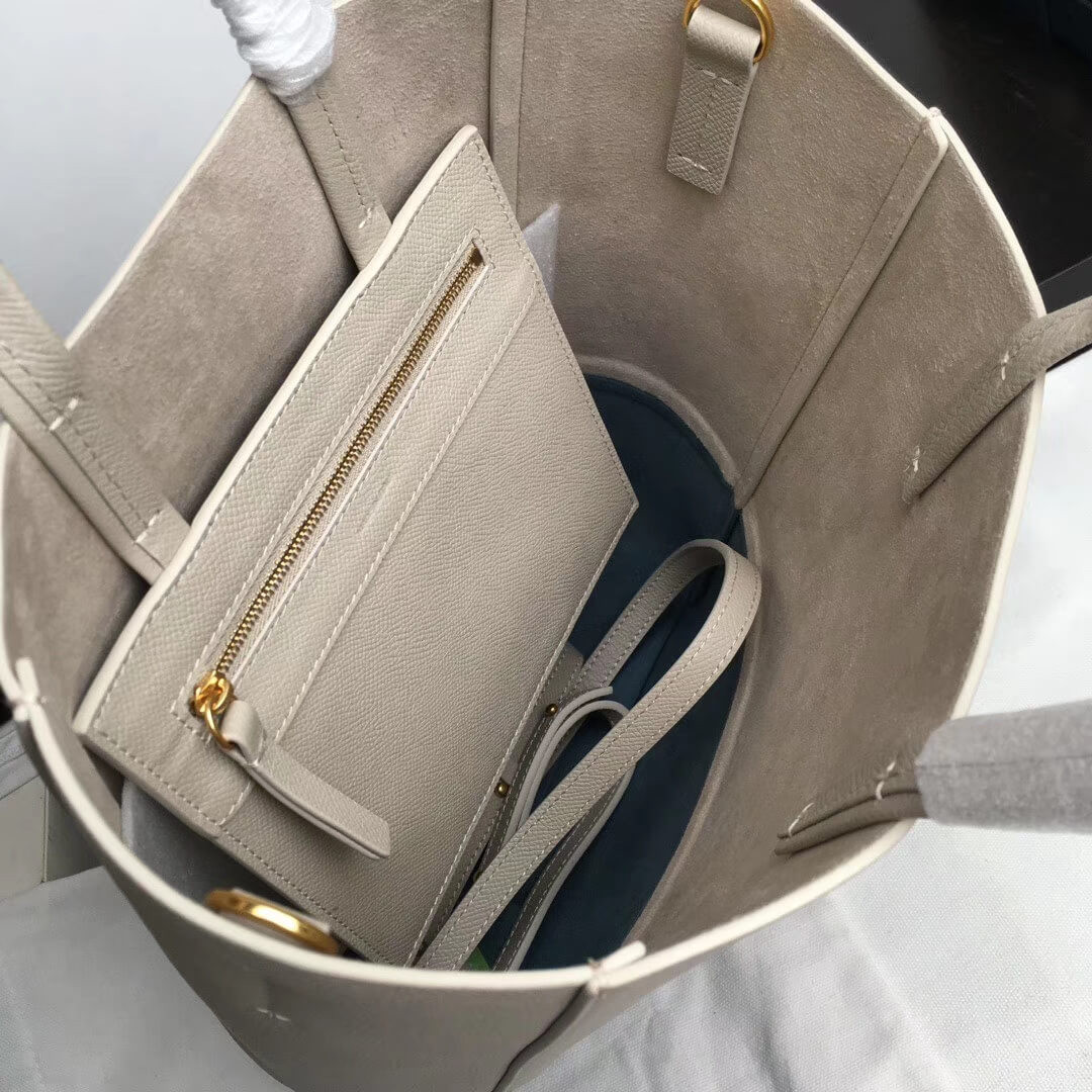 Celine Small Cabas In Grained Calfskin 189813 Beige/Light Blue