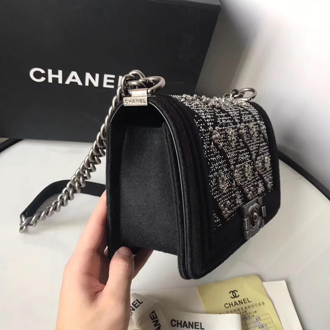 Chanel Wool Boy Chanel Handbag A67086