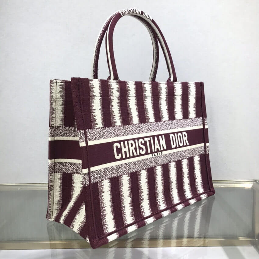 Dior Small Book Tote D-Stripes Embroidery M1296