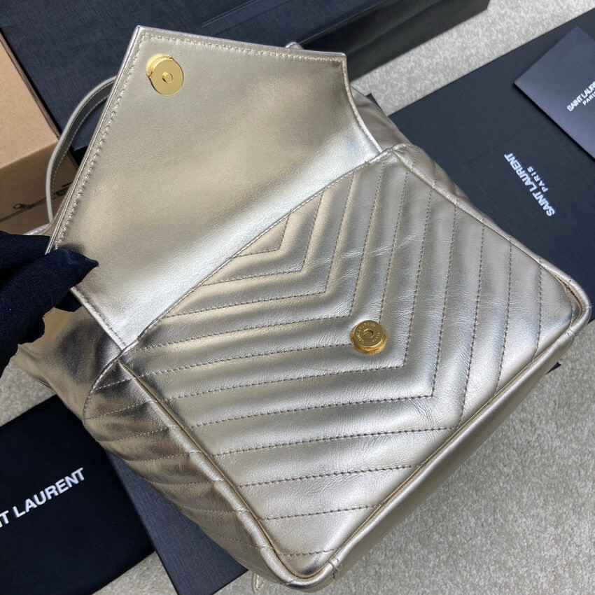 YSL Saint Laurent Joe Backpack 672609 In Champagne Gold Lambskin