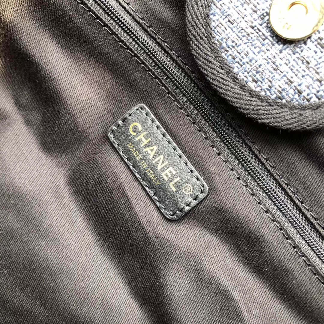 Chanel Deauville Tote 38cm Canvas Bag A66941 Grey Blue