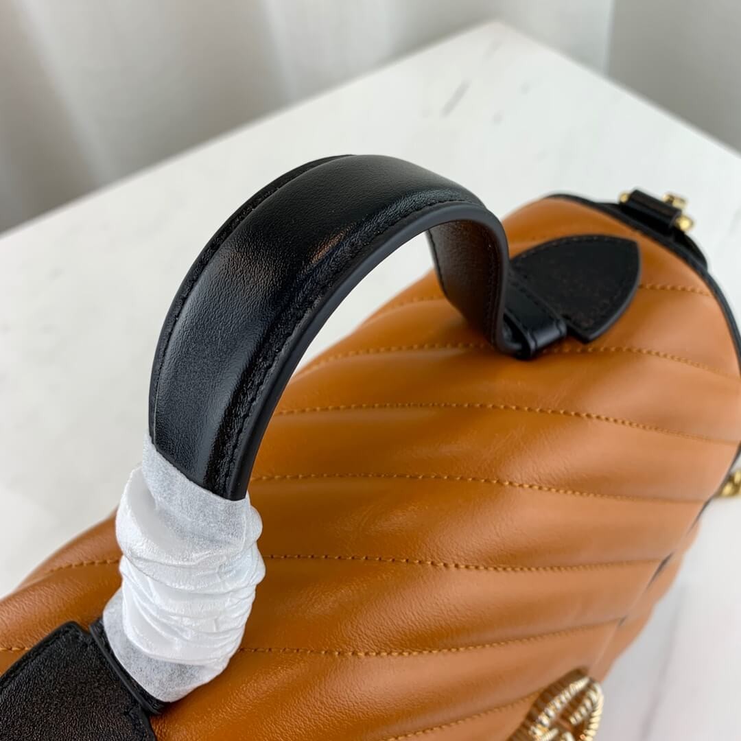 Gucci GG Marmont Small Top Handle Bag 498110 Cognac