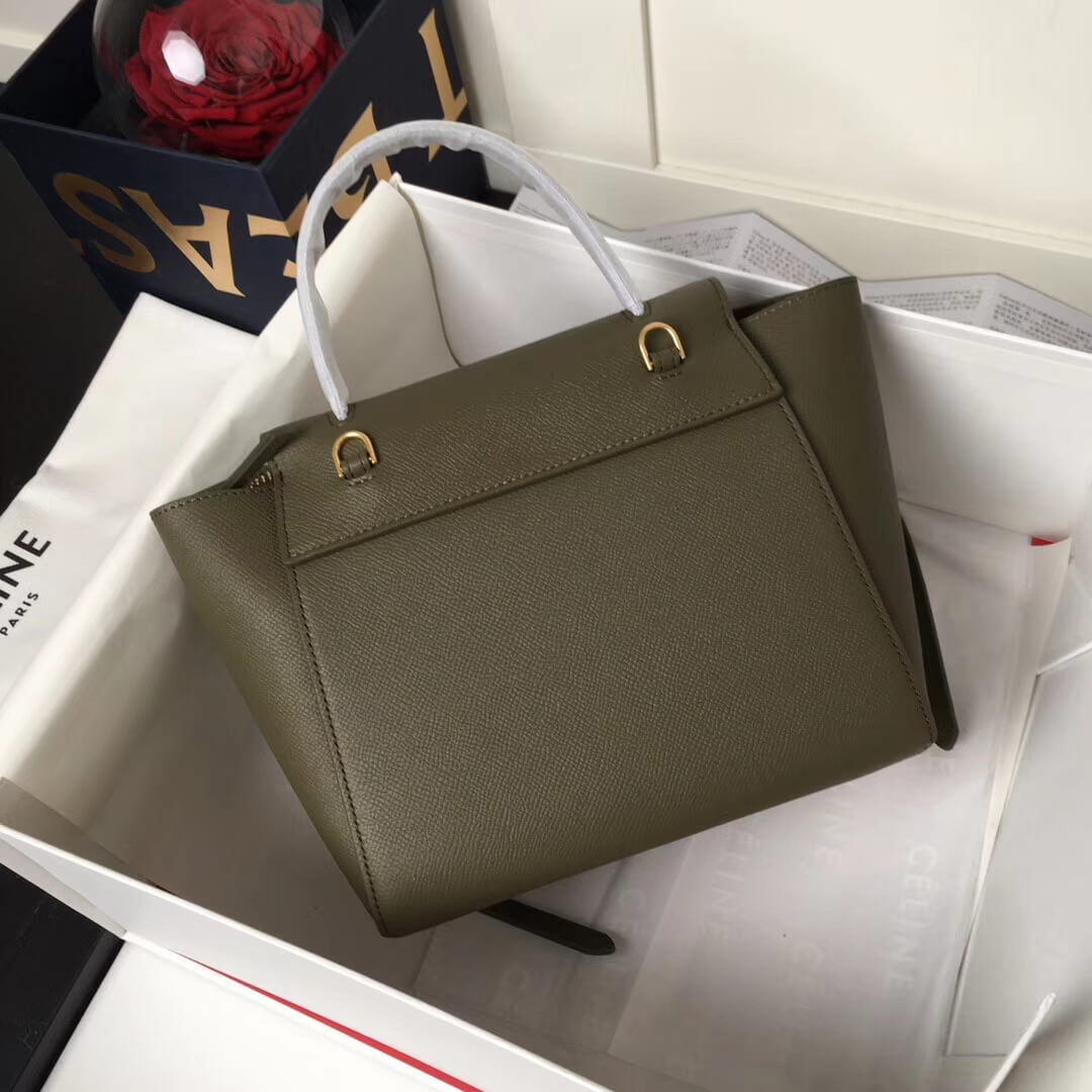 Celine Micro Belt Bag In Grained Calfskin 189153 Army Green