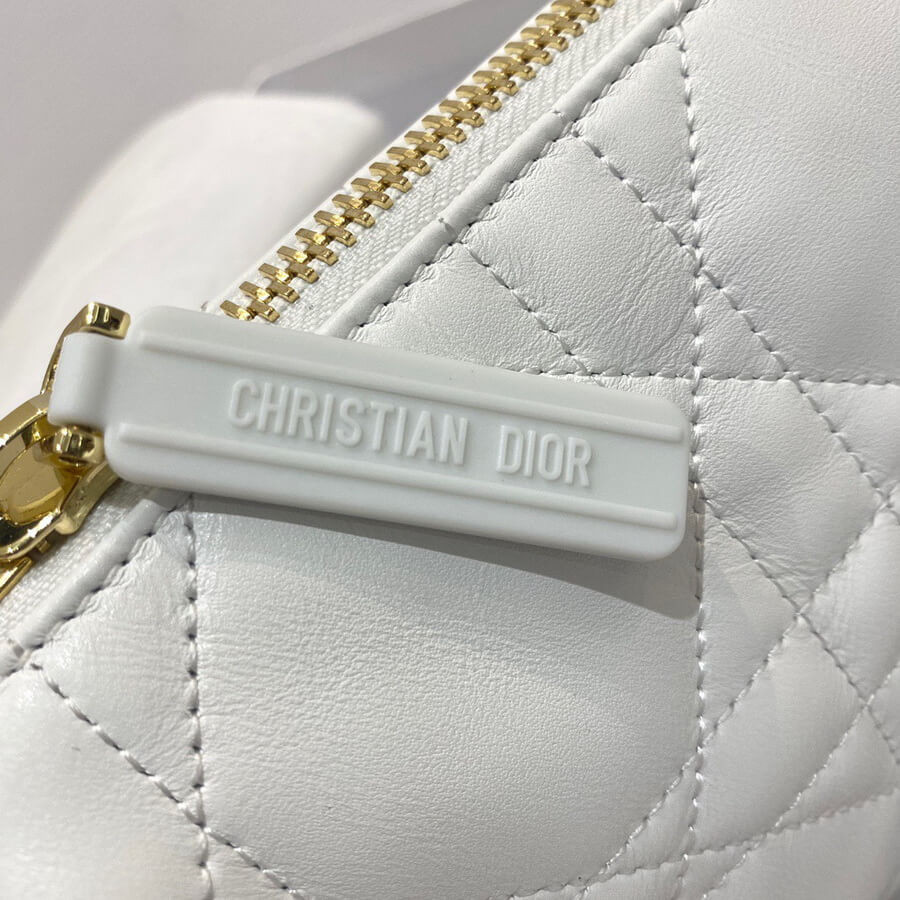 Christian Dior Small Vibe Hobo Bag M7200 White Cannage Lambskin