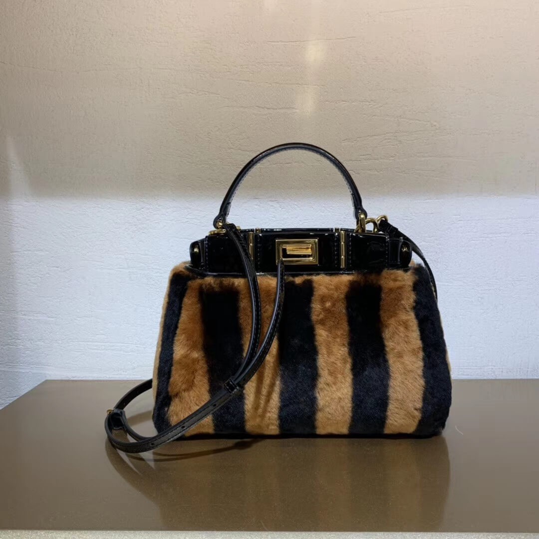 Fendi Peekaboo Iconic Mini Black Mink Bag 8BN244