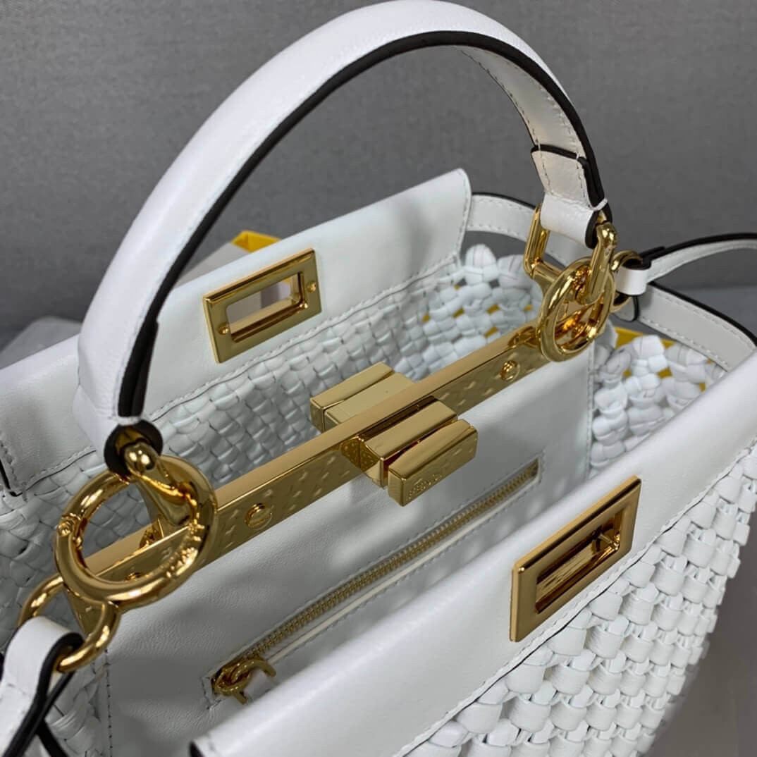 Fendi Peekaboo Iconic Mini Leather Interlace Bag 8BN244