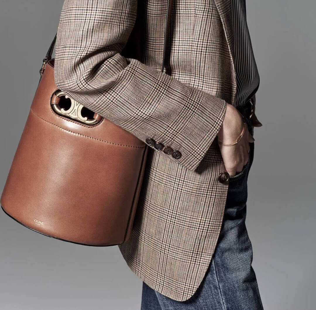 Celine Bucket Maillon Triomphe In Natural Calfskin 193043