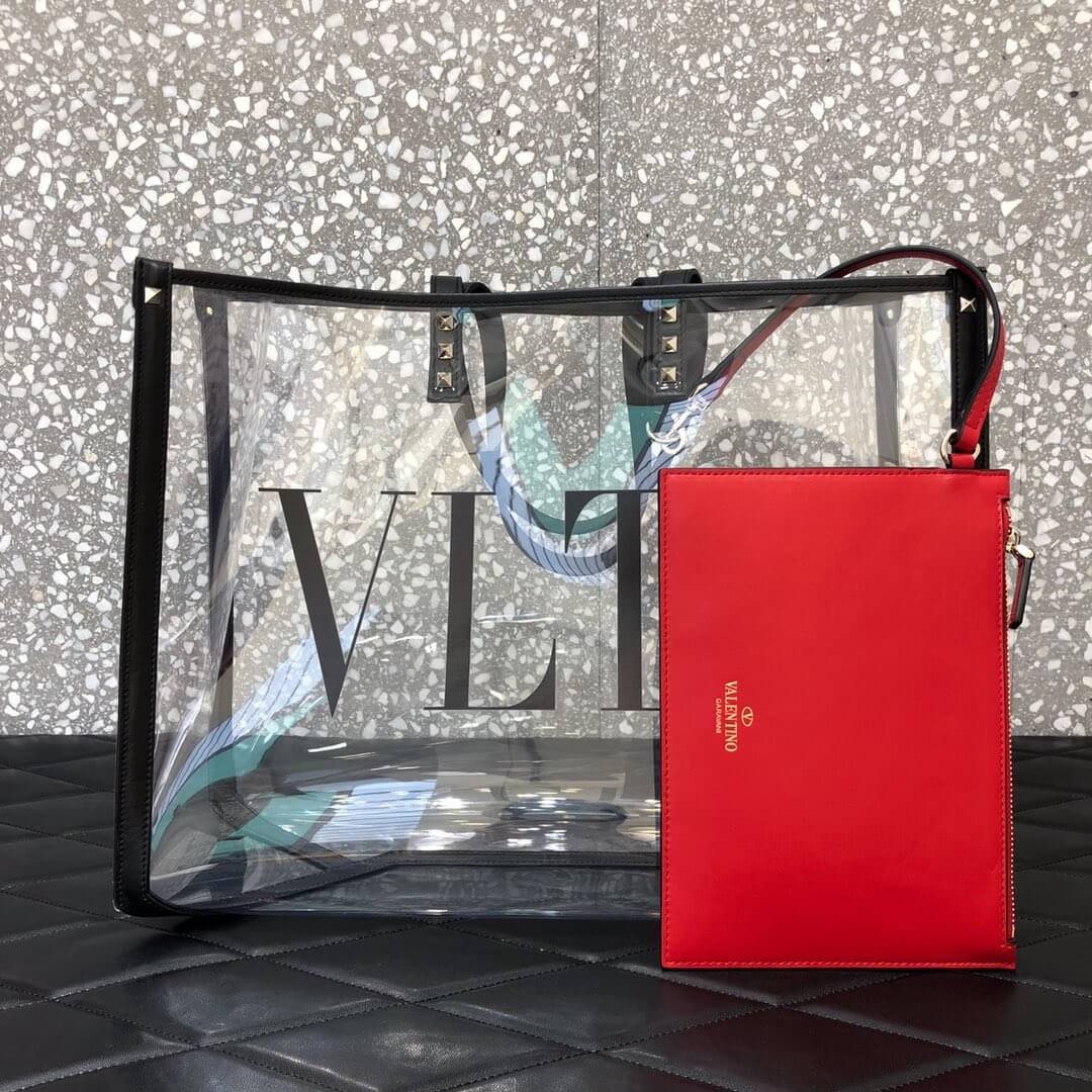 Valentino Garavani Grande Plage Medium PVC & Leather Tote Bag 9008