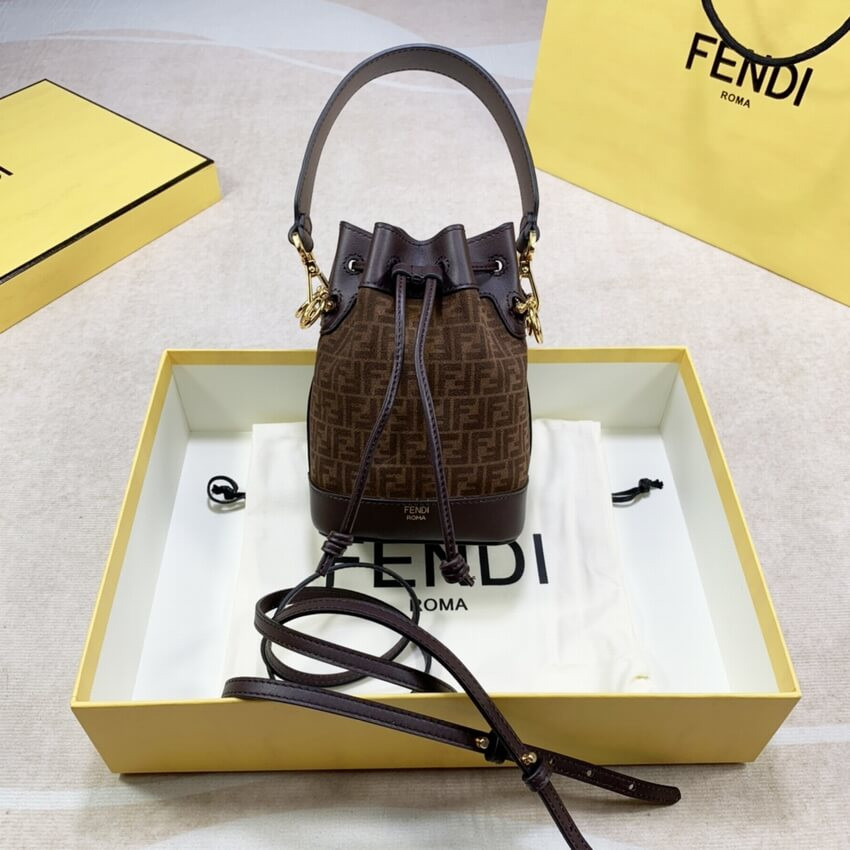 Fendi Mon Tresor Brown Leather Mini-Bag with FF Print 8BS010