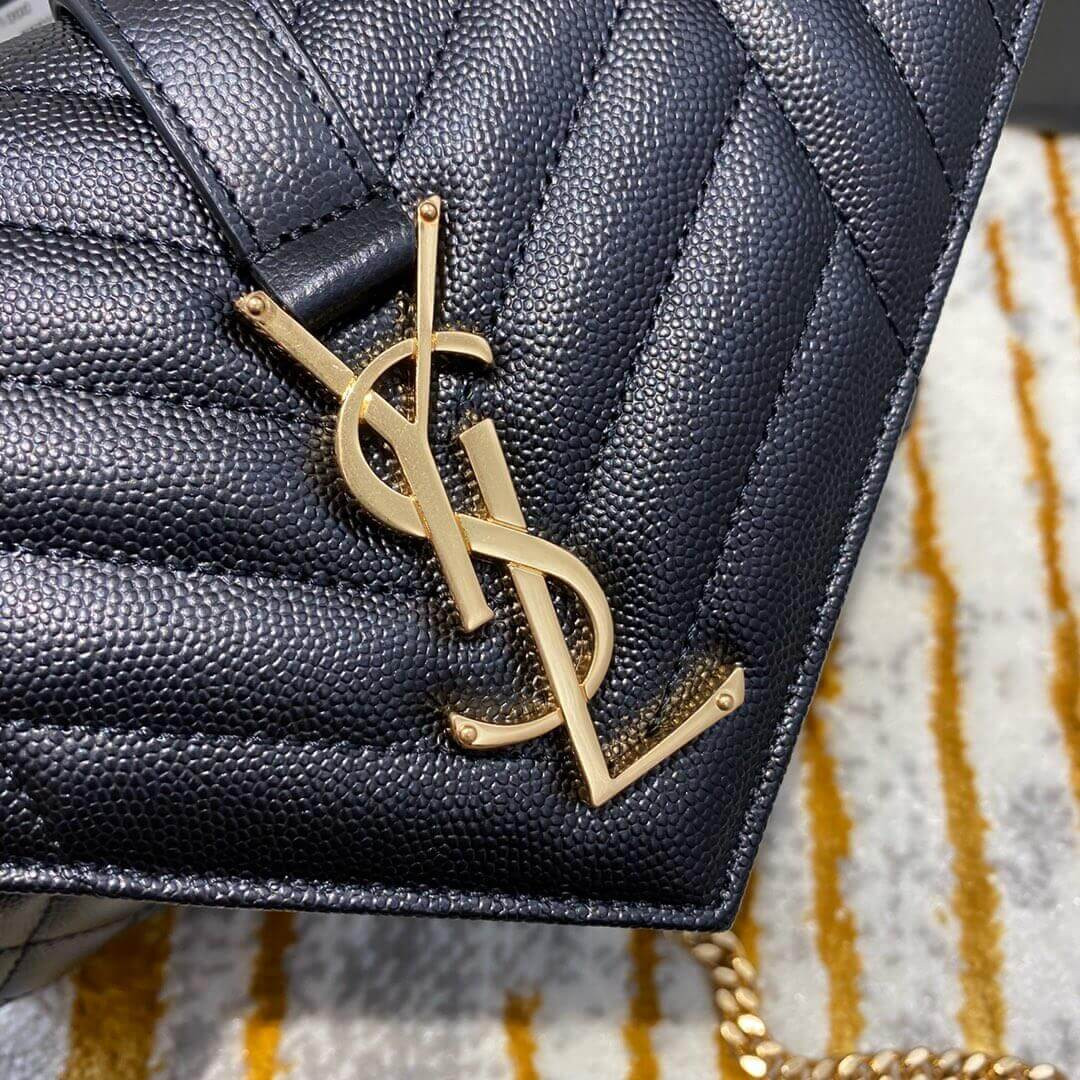 Saint Laurent Grain Leather Envelope Small Bag 526286 Black