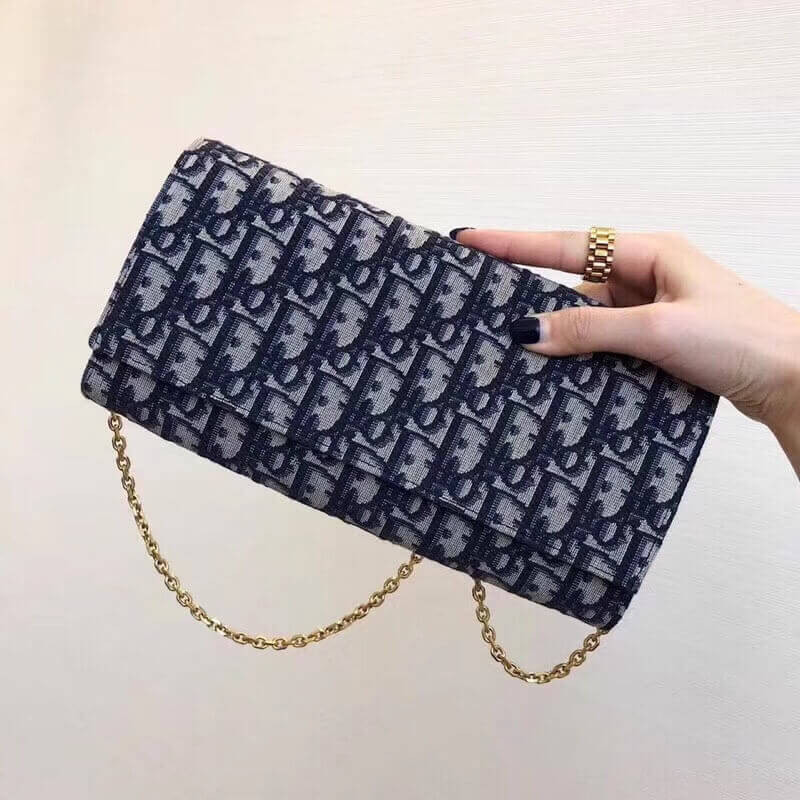 Christian Dior Oblique Clutch with Chain Bag S5401