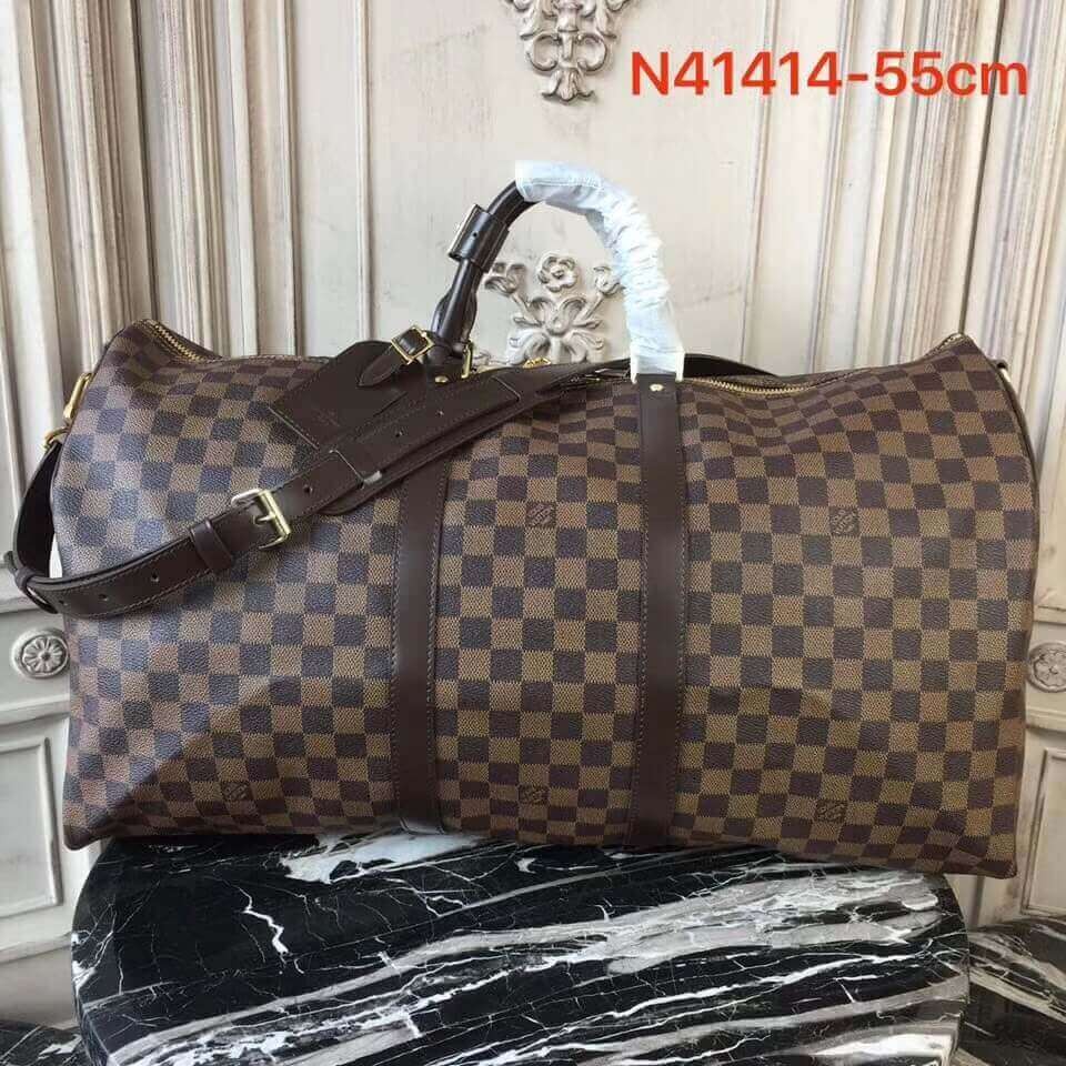 Louis Vuitton Damier Ebene Canvas Keepall Bandouliere 55  N41414