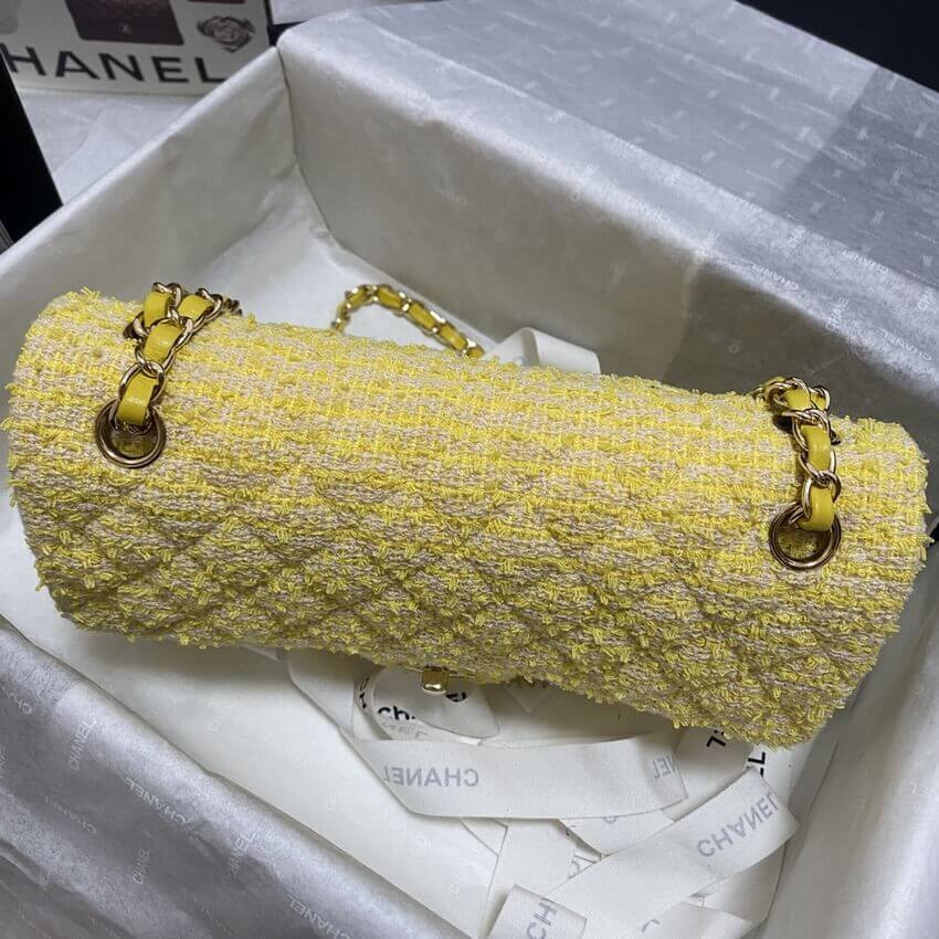 Chanel  Classic Flap Bag in Yellow Tweed 1112