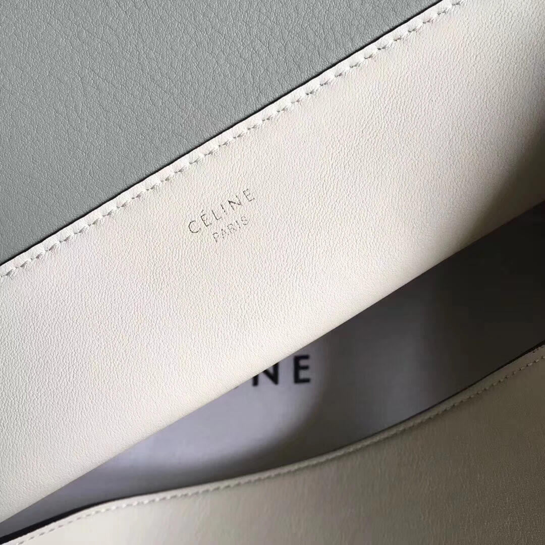 Celine Frame Medium Shoulder Bag 180263 White/Light Green