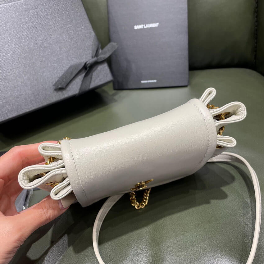 Saint Laurent Nolita Mini Leather Shoulder Bag 672738 White