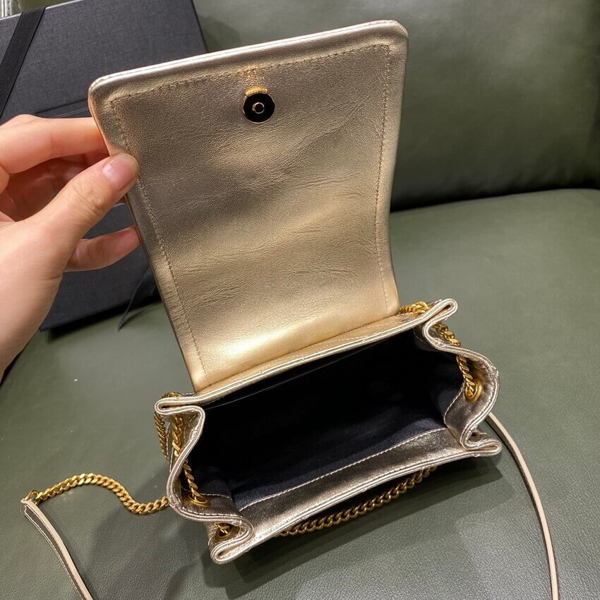 Saint Laurent Nolita Mini Leather Shoulder Bag 672738 Champagne Gold