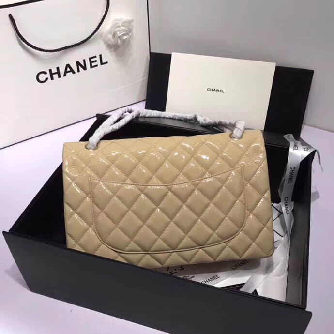 Chanel Pantent Leather 30cm Classic Flap Bag A1113