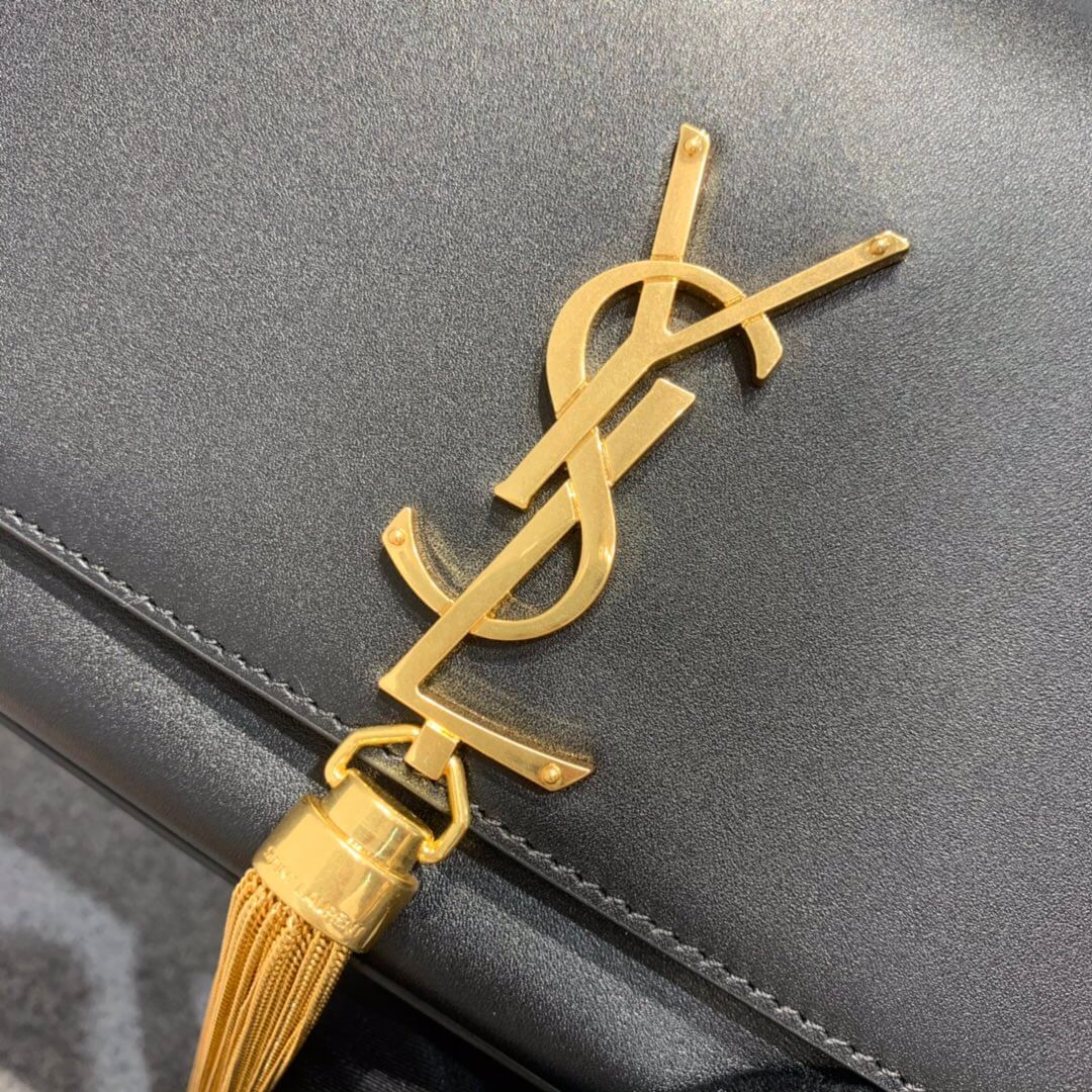 Saint Laurent Smooth Calfskin Medium Classic Monogram Kate Tassel Satchel 354119