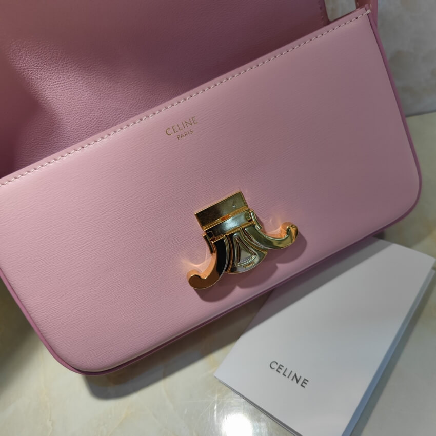 Celine Triomphe Shoulder Bag In Shiny Calfskin 194143 Lavender Grey