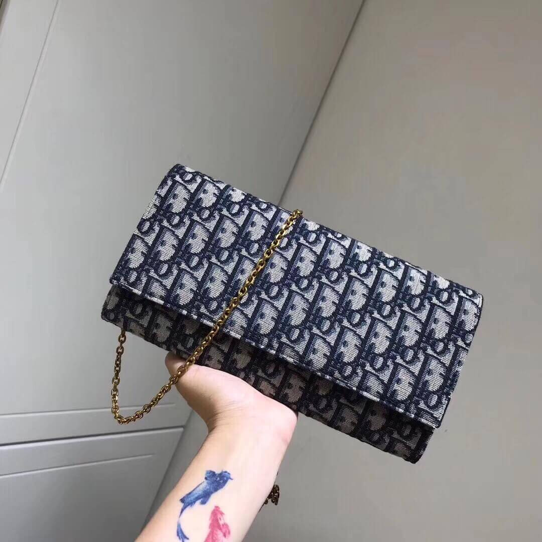 Christian Dior Oblique Clutch with Chain Bag S5401