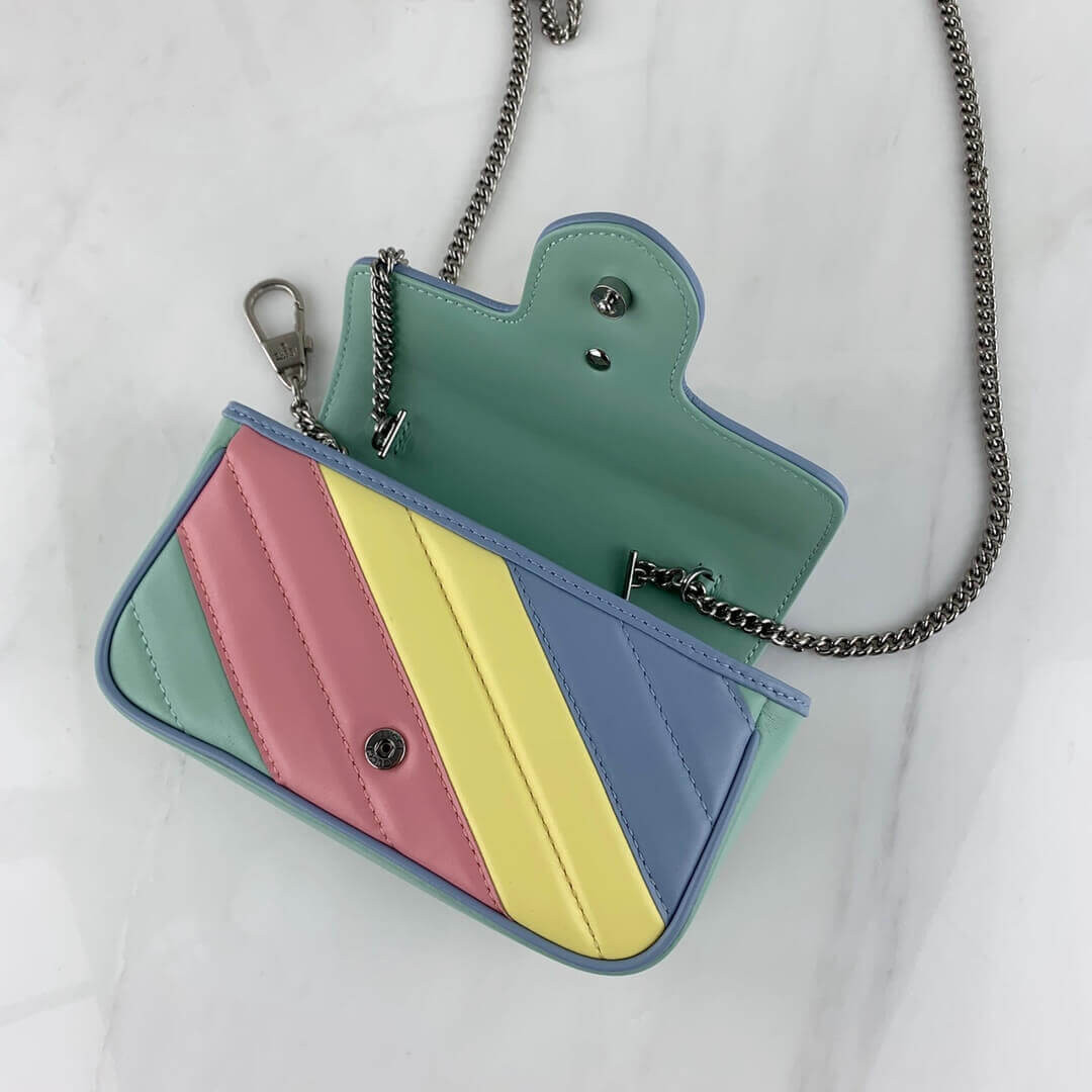Gucci GG Marmont Super Mini Bag In Pastel And Rainbow 476433