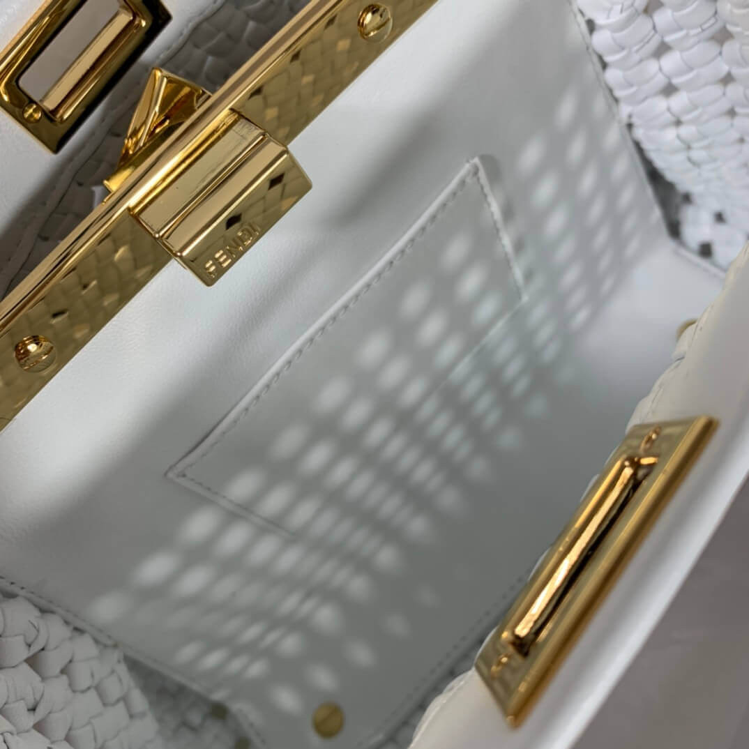 Fendi Peekaboo Iconic Mini Leather Interlace Bag 8BN244