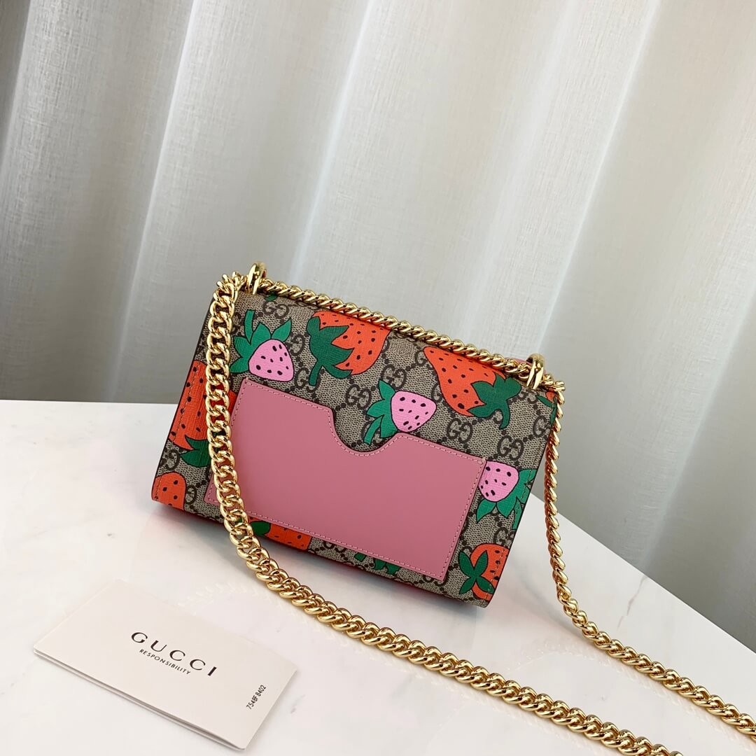 Gucci Padlock GG Strawberry Small Shoulder Bag 409487