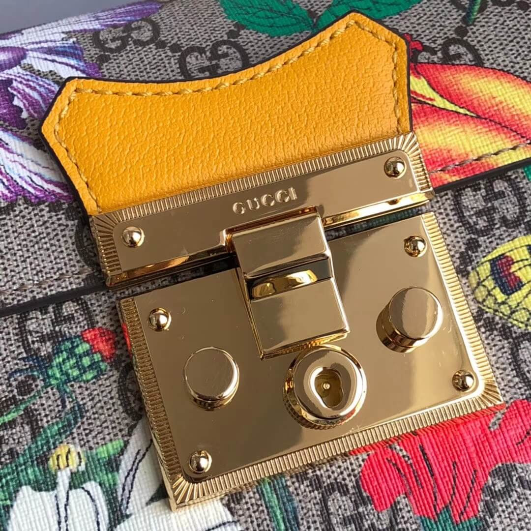 Gucci Padlock GG Flora Small Bamboo Shoulder Bag 603221