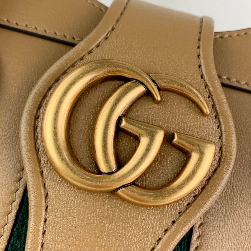 Gucci Small Top Handle Bag with Double G in Brown Leather 658450