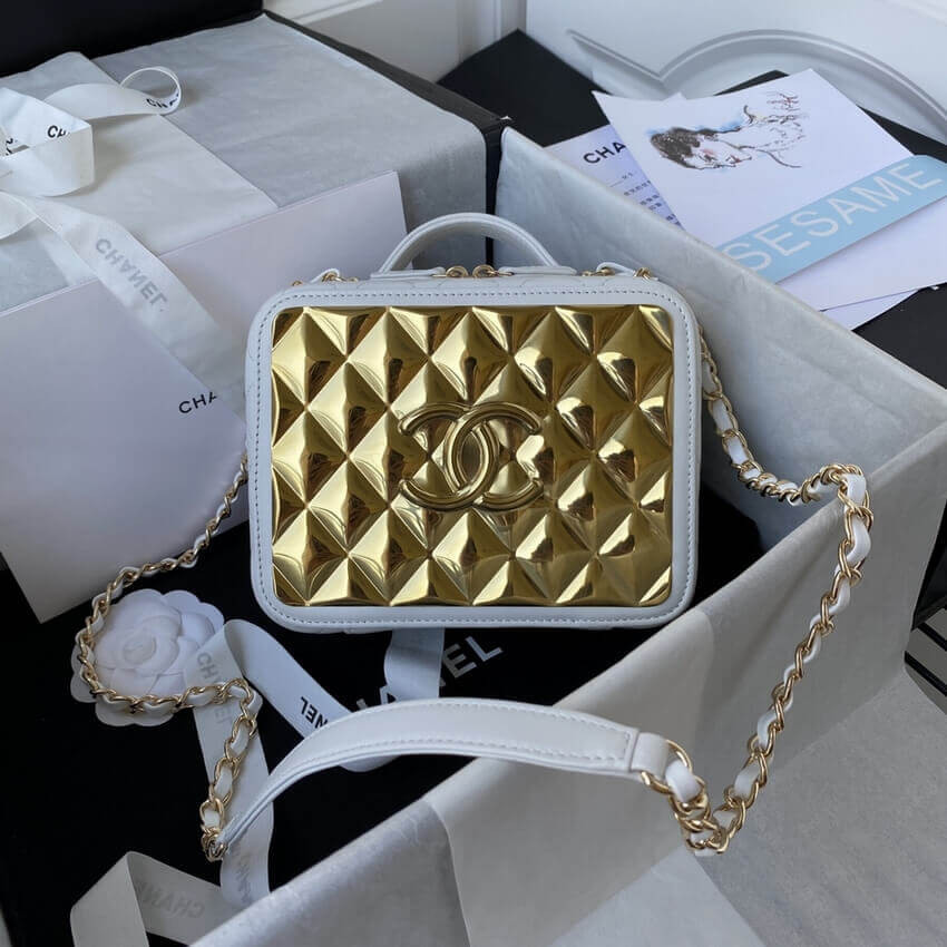 Chanel Gold Vanity Case in Lambskin Style AS2900