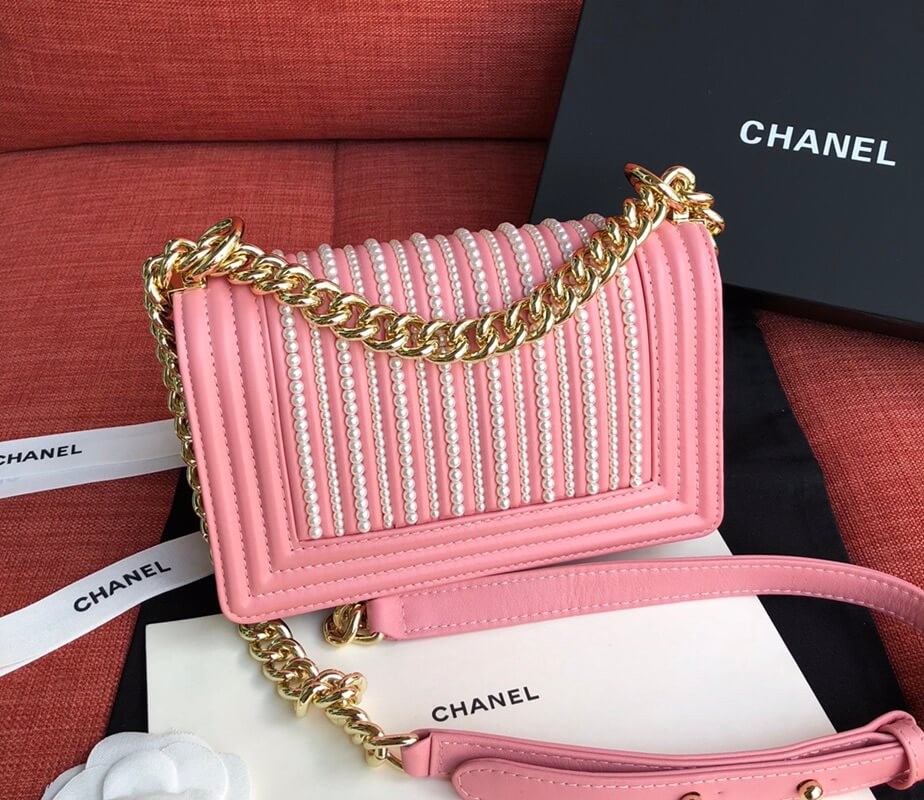 Chanel Imitation Pearls Small Boy Chanel Handbag A67085