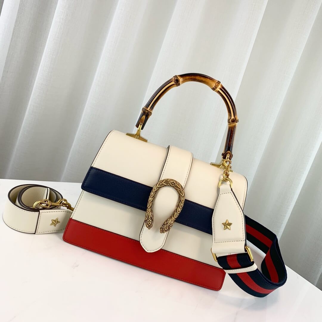 Gucci Dionysus Medium Top Handle Bag 448075 White/Blue/Red