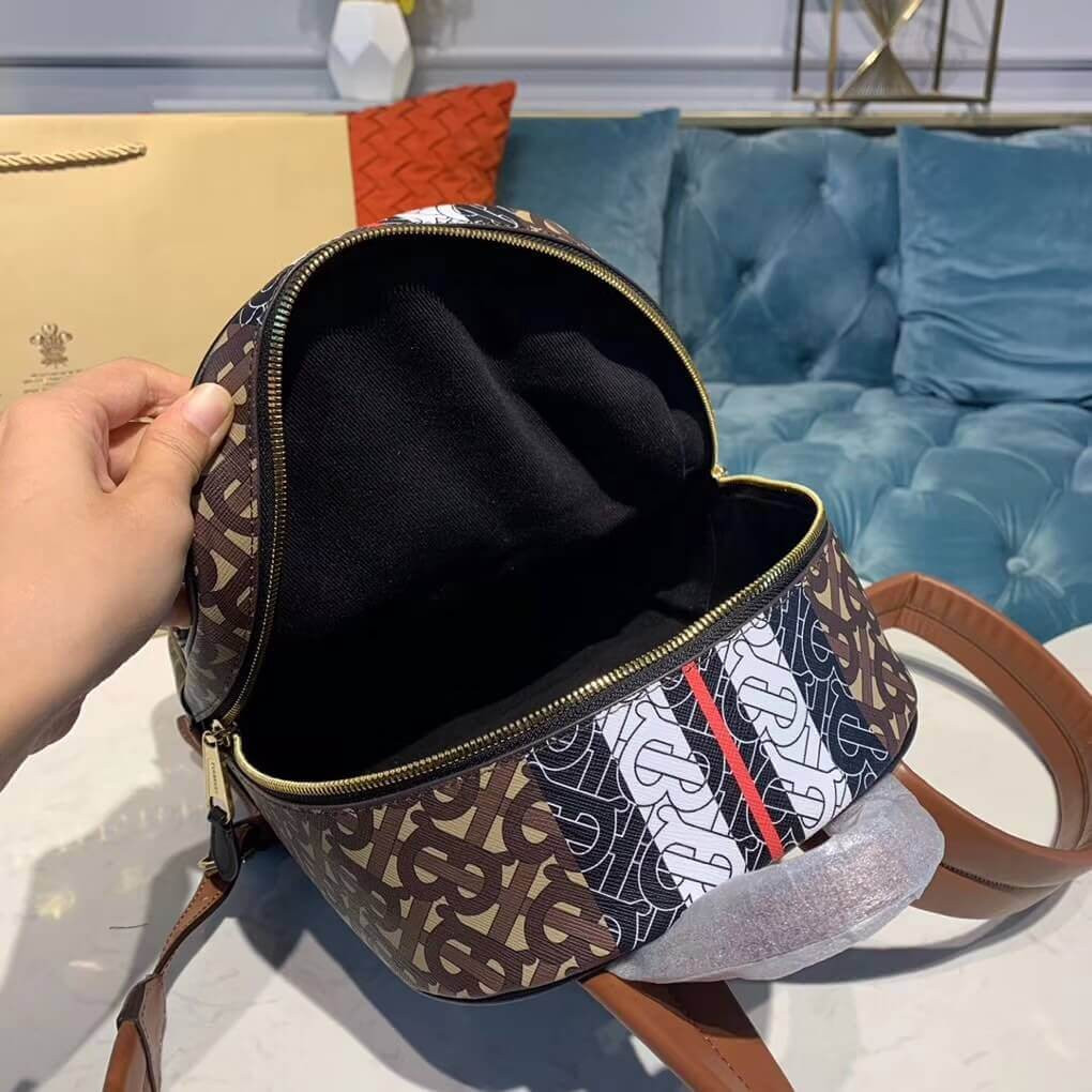 Burberry Monogram Stripe Print E-canvas Backpack 80193461
