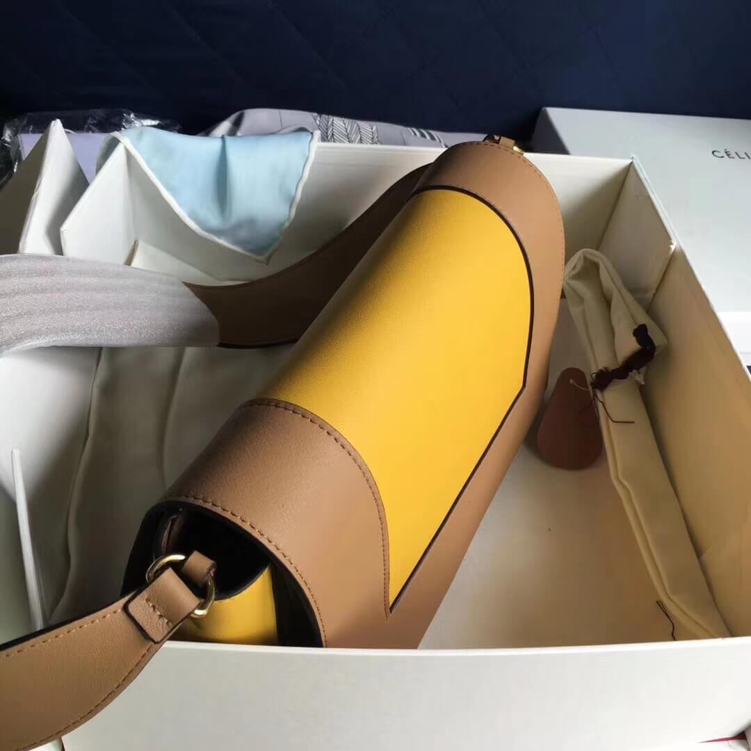 Celine Frame Medium Shoulder Bag 180263 Apricot/Yellow