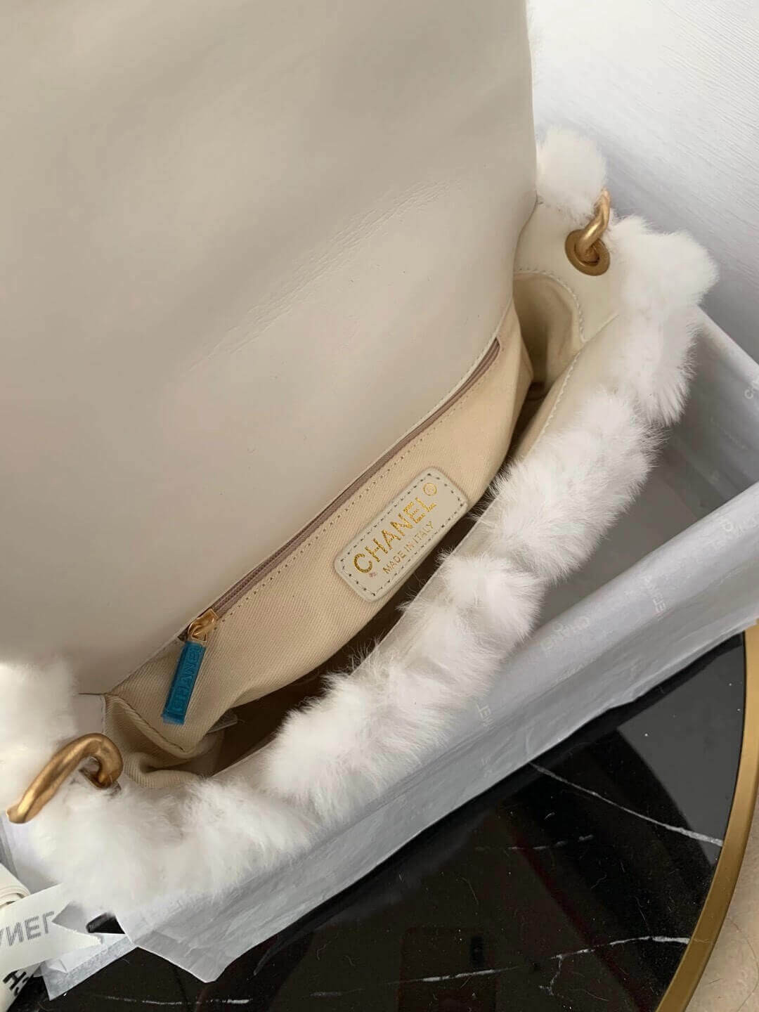 Chanel Shearling Lambskin Flap Bag AS2240