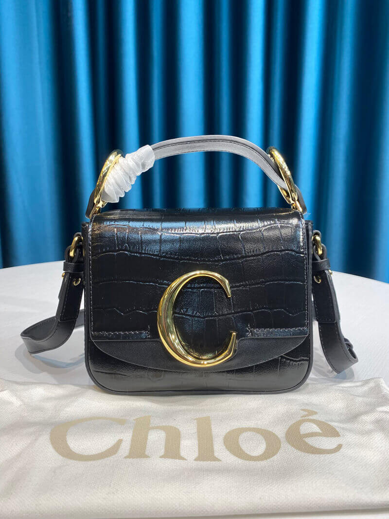 Chloe C Mini Bag In Embossed Croco A873