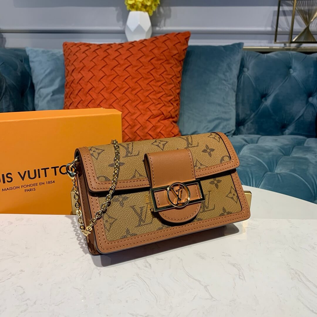 Louis Vuitton Monogram Reverse Canvas Dauphine Chain Wallet M68746