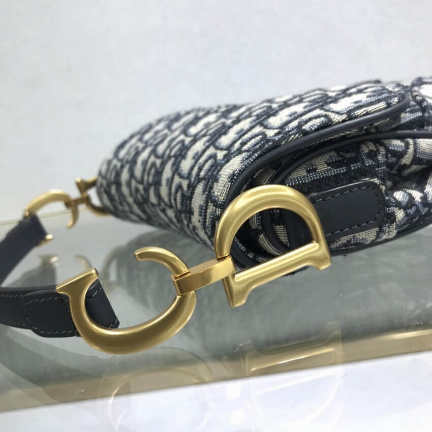 Dior Mini Saddle Bag Blue Oblique Jacquard M0447