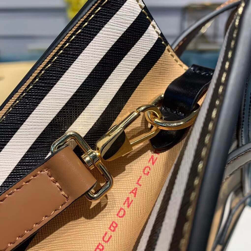 Burberry Logo and Stripe E-canvas Portrait Tote Bag 80224761