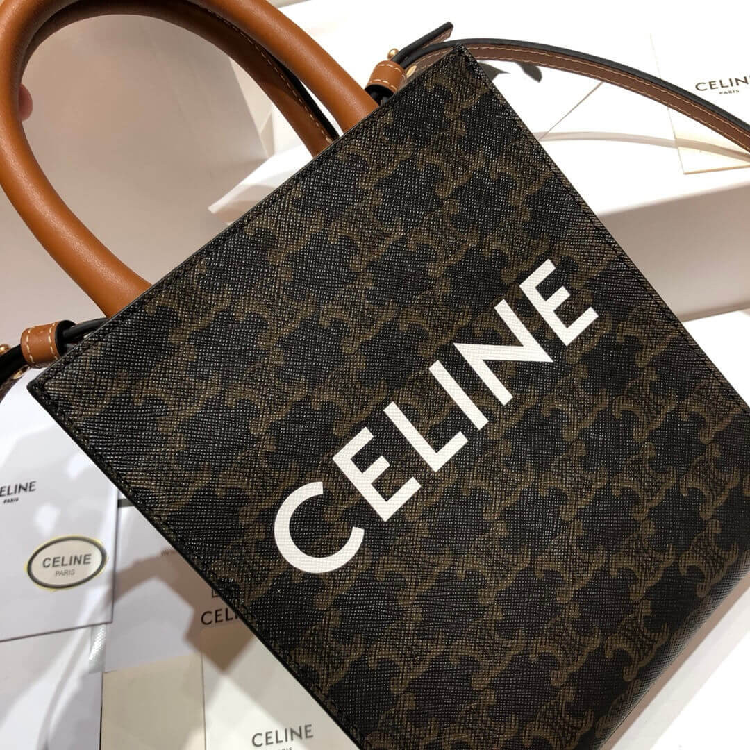 Celine Mini Vertical Cabas In Triomphe Canvas 193302