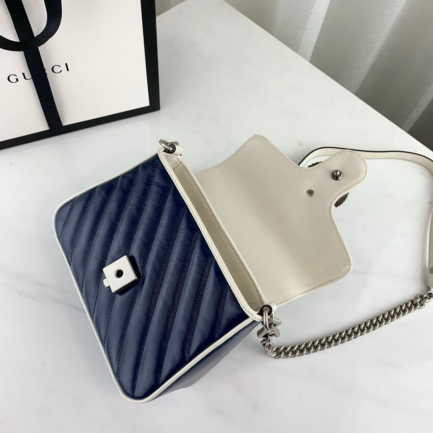 Gucci GG Marmont Mini Top Handle Bag 583571 Blue